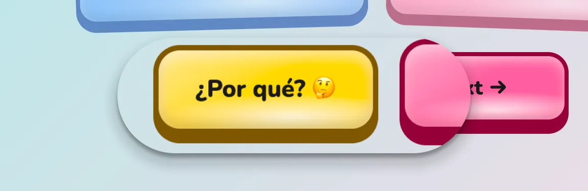 Botón amarillo con el texto "¿Por qué? 🤔" que permite al estudiante obtener una explicación personalizada del error