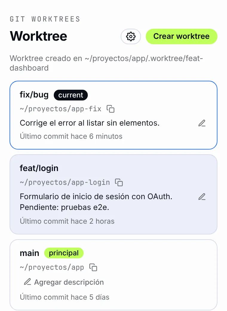 Worktree creado
