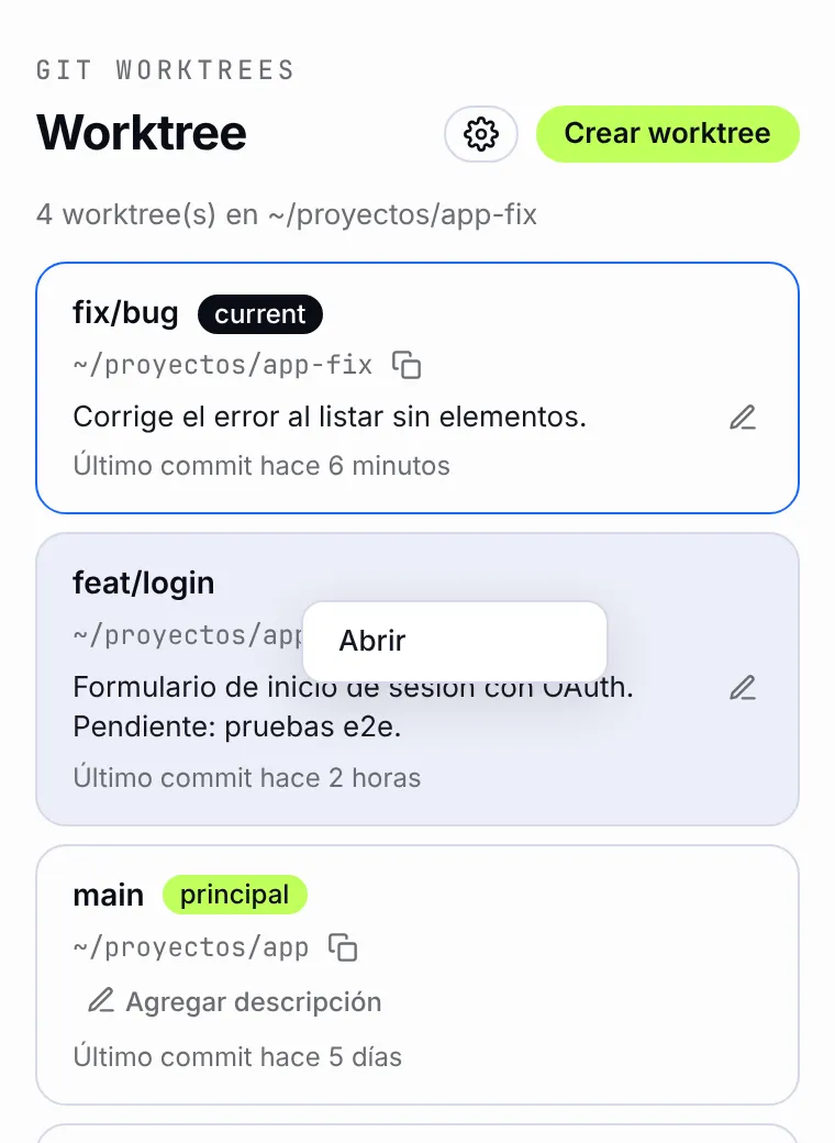 Menú Abrir